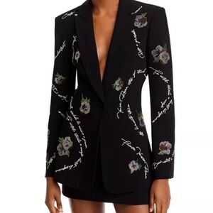 NWT Cinq a Sept Italian Love Letter Embroidered Black Women's Blazer